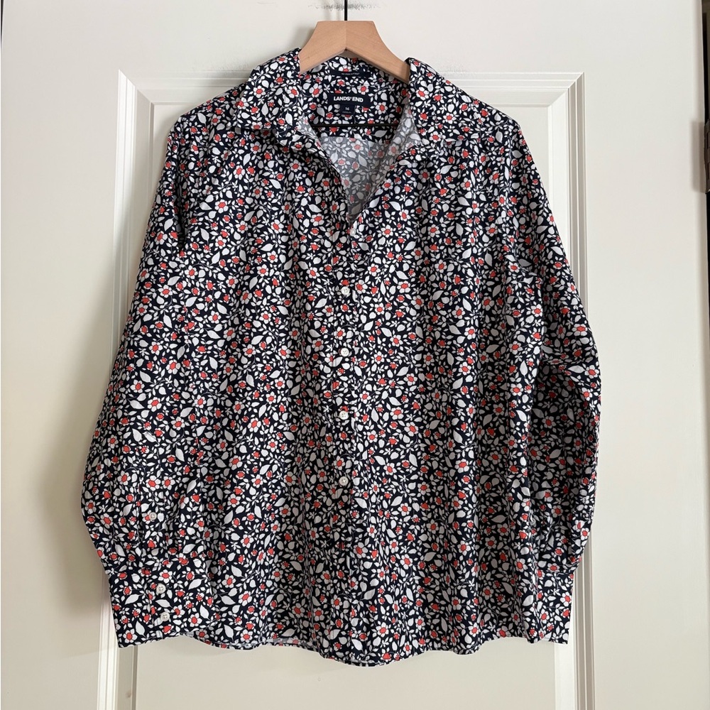 Lands End Floral Button Down